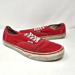 Vintage Red Vans Authentic - Men’s 10 - Classic & Worn-In Cool! 🔥